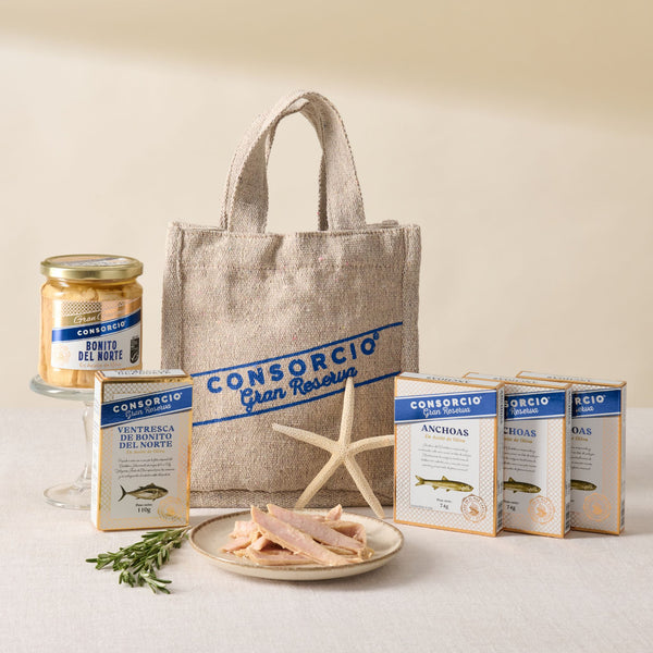 Muitos produtos gourmet "aperitivos do Mar Cantábrico"